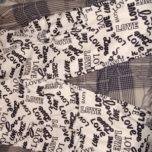 White Pajama Set with Black Love Print